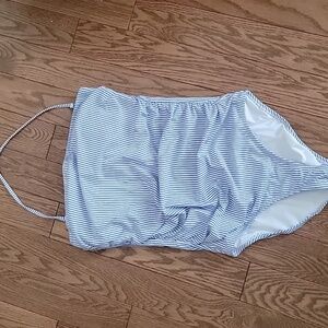 J. Crew Blue and White Striped One-Piece Swimsuit